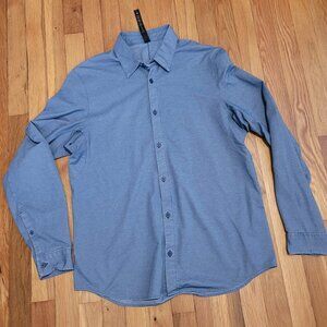 Lululemon Commission Long Sleeve Blue Shirt Men's Button Front Excellent